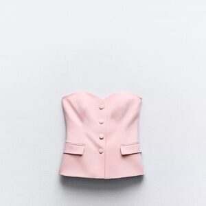 NWT Zara Pink Strapless Buttoned Bustier Top